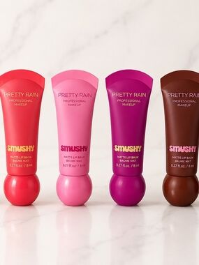 Pretty Rain Smushy Matte Lip Balm Quartet - Red, Pink, Purple, Brown